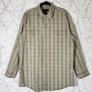MWG Apparel Yellow Beige Plaid Pearl Snap Western Shirt
